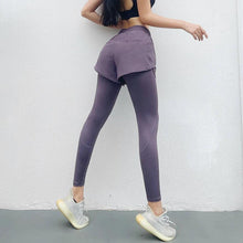 Load image into Gallery viewer, Women&#39;s Sports Pants Fake Two Piece Yoga Pants Stretch Fitness Running Solid Colour - Shop &amp; Buy
