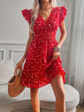 Load image into Gallery viewer, Women&#39;s Spring &amp; Summer V-Neck Dress - Charming Floral Print with Ruffle Sleeves - Shop &amp; Buy
