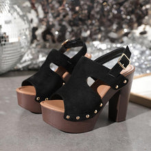 Load image into Gallery viewer, Women&#39;s Studded Decor Sandals, Peep Toe Ankle Strap Buckle Slingback Chunky Heel Shoes - Shop &amp; Buy
