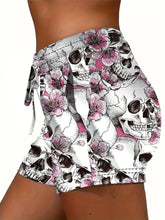 Load image into Gallery viewer, Women&#39;s Trendy Skull Print Drawstring Shorts | Comfy &amp; Elastic Waist - Shop &amp; Buy

