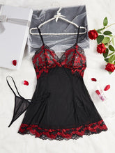 Load image into Gallery viewer, Women&#39;s Valentine&#39;s Day Sexy Lingerie Dress Set, Plus Size Colorblock Contrast Lace Mesh Slip Babydoll &amp; Thong Lingerie - Shop &amp; Buy

