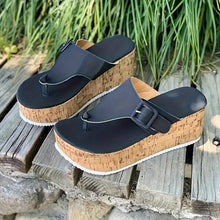 Load image into Gallery viewer, Women&#39;s Wood Grain Platform Wedge Flip Flops, Stylish &amp; Comfortable Slide Sandals, All-Match Going Out Slide Shoes - Shop &amp; Buy
