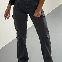 Load image into Gallery viewer, Women&#39;s Y2K Street Style Plain Cargo Jeans, Mid-Waist Denim, With Multi-Pockets For All-Season Wear - Shop &amp; Buy
