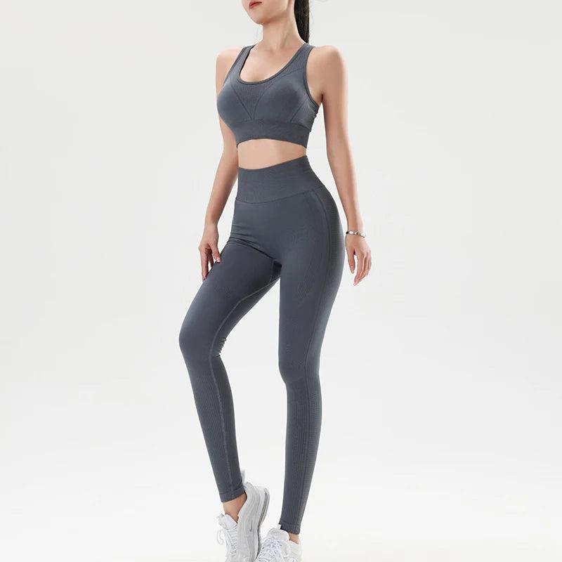 Women's Yoga Suit Fitness Clothing Suit Tummy Lift Hip Yoga Pants High Waist Fitness Pants Sweatshirt Sweatpants Suit - Shop & Buy