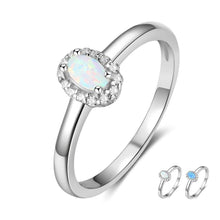 Load image into Gallery viewer, Women Silver Color Rings Created Oval Blue Pink White Fire Opal Ring with Zircon Romantic Gift - Shop &amp; Buy
