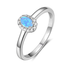 Load image into Gallery viewer, Women Silver Color Rings Created Oval Blue Pink White Fire Opal Ring with Zircon Romantic Gift - Shop &amp; Buy
