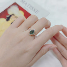 Load image into Gallery viewer, Women Silver Ring 1.19CT 6X8mm Oval Cut Halo Pave Moss Agate Cluster Halo Engagement Rings in 925 Sterling Silver - Shop &amp; Buy
