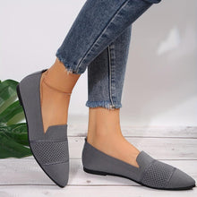 Load image into Gallery viewer, Women Solid Color Flat Shoes, Breathable Knit Point Toe Slip On Shoes, Lightweight &amp; Comfortable Shoes - Shop &amp; Buy
