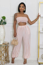 Load image into Gallery viewer, Women Striped 2 Piece Set Sexy Tube Crop Top + Pencil Pants Slim Outfits Casual Streetwear Matching Sets - Shop &amp; Buy
