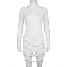 Load image into Gallery viewer, Women Sweater Irregular Streamers White Mini Dress Elegant Turtleneck Long Sleeve Hollow Out Bodycon Dresses Streetwear Y2K - Shop &amp; Buy
