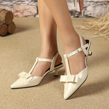 Load image into Gallery viewer, Women T-strap Kitten Heels, Elegant Pointed Toe Bow Decor Slingback Sandals, Fashion Buckle Strap Dress Shoes - Shop &amp; Buy
