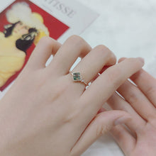 Load image into Gallery viewer, Women Wedding Ring 0.63CT 5x5mm Square Shape Moss Agate Halo Pave Engagement Rings in 925 Sterling Silver - Shop &amp; Buy