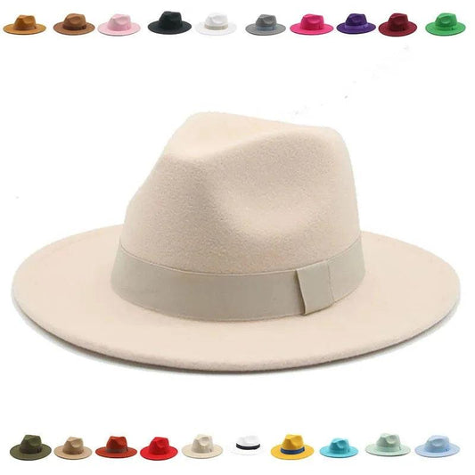 Women Winter Hats for Women Ribbon Band Men's Hat Wide Brim Classic Beige Wedding Church Bowler - Shop & Buy