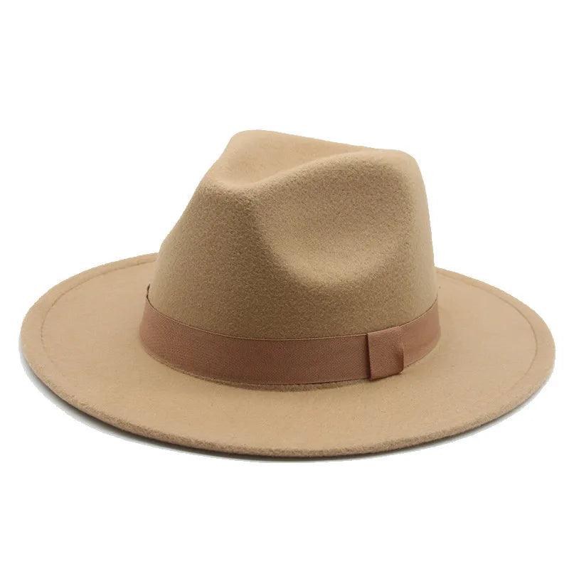 Women Winter Hats for Women Ribbon Band Men's Hat Wide Brim Classic Beige Wedding Church Bowler - Shop & Buy