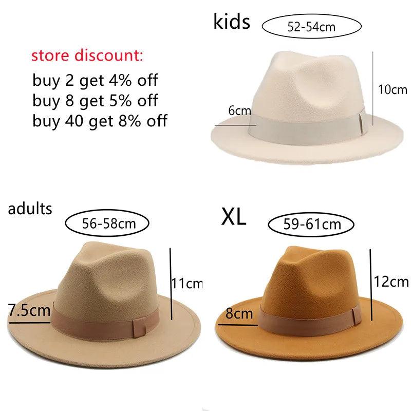 Women Winter Hats for Women Ribbon Band Men's Hat Wide Brim Classic Beige Wedding Church Bowler - Shop & Buy