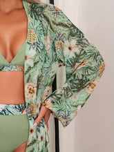 Load image into Gallery viewer, Womens 3-Piece Tropical Print Beachwear Set, High-Waist Bikini With Matching Sheer Robe - Shop &amp; Buy
