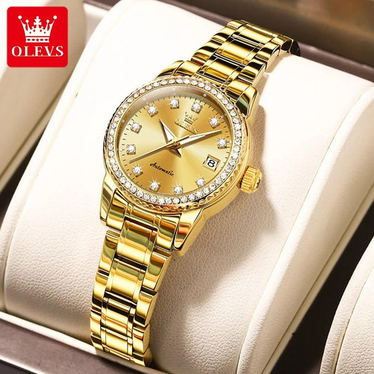 Womens Automatic Watch Luxury Diamond Self Winding Watches for Women Stainless Steel Ladies Dress Watch Bracelet Gift Set - Shop & Buy