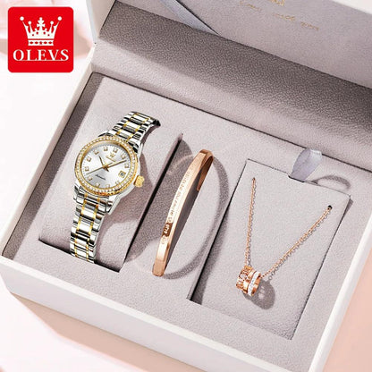 Womens Automatic Watch Luxury Diamond Self Winding Watches for Women Stainless Steel Ladies Dress Watch Bracelet Gift Set - Shop & Buy