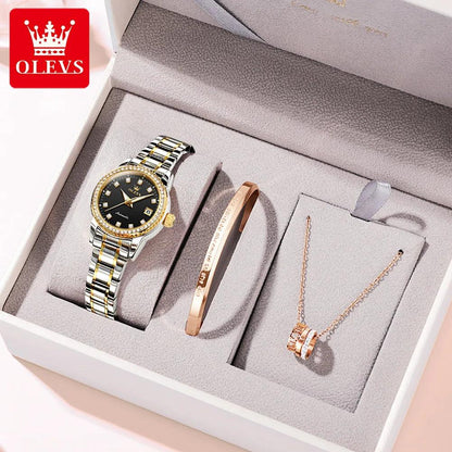 Womens Automatic Watch Luxury Diamond Self Winding Watches for Women Stainless Steel Ladies Dress Watch Bracelet Gift Set - Shop & Buy