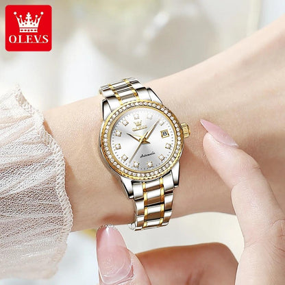 Womens Automatic Watch Luxury Diamond Self Winding Watches for Women Stainless Steel Ladies Dress Watch Bracelet Gift Set - Shop & Buy