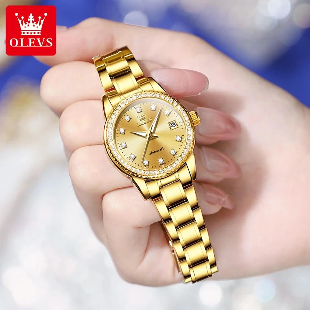 Womens Automatic Watch Luxury Diamond Self Winding Watches for Women Stainless Steel Ladies Dress Watch Bracelet Gift Set - Shop & Buy