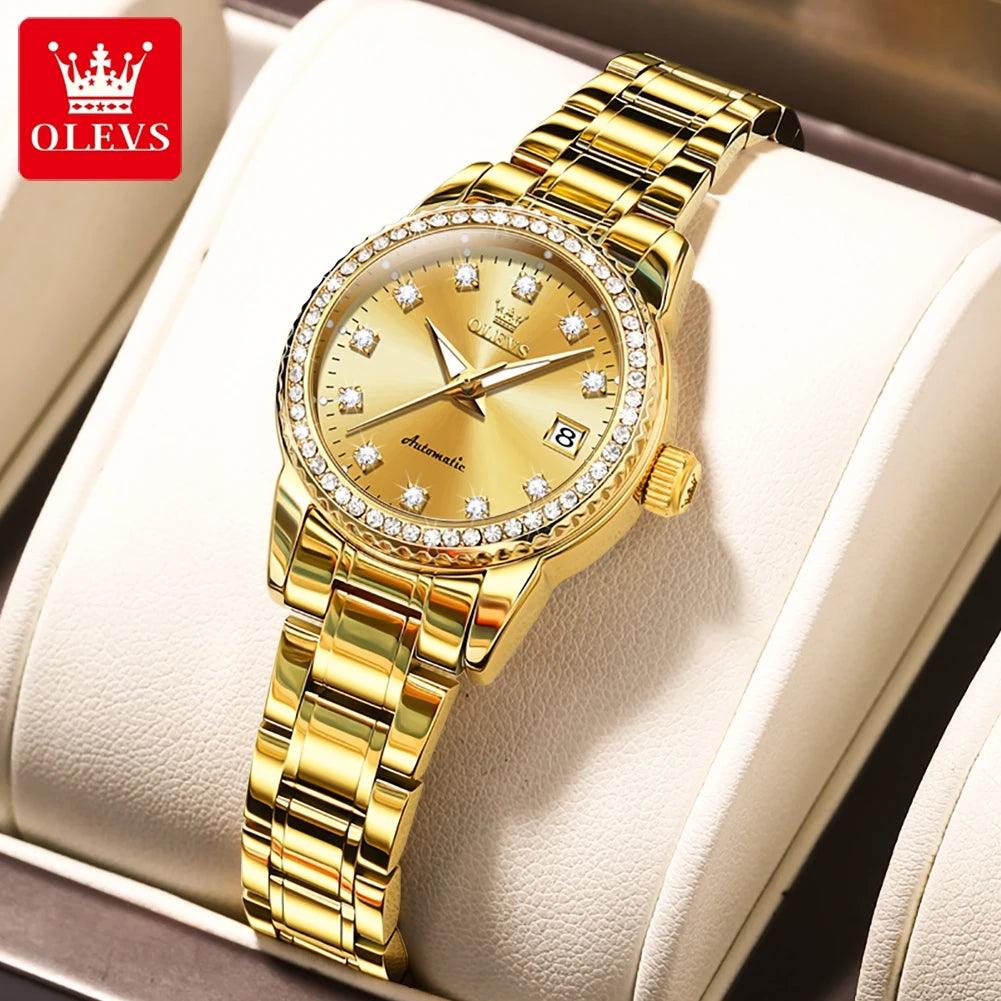 Womens Automatic Watch Luxury Diamond Self Winding Watches for Women Stainless Steel Ladies Dress Watch Bracelet Gift Set - Shop & Buy