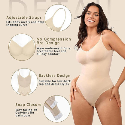 Womens Backless Bodysuits Shapewear Thong Seamless Tummy Control Butt Lifter Body Shaper Corset Slimming Camisole Tops - Shop & Buy