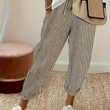 Load image into Gallery viewer, Womens Breathable Striped Drawstring Pants - Lightweight Pocketed - Shop &amp; Buy
