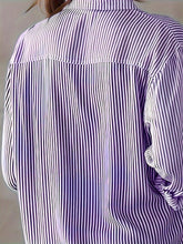 Load image into Gallery viewer, Womens Casual Blouse, Plus Size Stripe Print Long Sleeve Button Up Lapel Collar Shirt Top - Shop &amp; Buy
