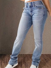 Load image into Gallery viewer, Womens Chic Double-Button Denim Pants - Comfort Stretch, Whiskered Washed Look - Shop &amp; Buy
