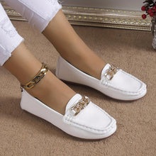 Load image into Gallery viewer, Womens Chic Metallic Chain Loafers - Stylish Slip-On Flat Shoes with Comfortable Sole - Trendy Casual Faux Leather Footwear for Everyday Wear - Shop &amp; Buy
