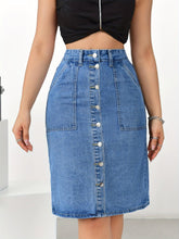 Load image into Gallery viewer, Womens Chic Single-Breasted Denim Skirt - Fashionable Button Detail, Practical Pockets - Shop &amp; Buy
