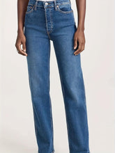 Load image into Gallery viewer, Womens Comfort-Fit Straight Jeans - Mid-Stretch Denim, Casual Style with Slant Pockets - Shop &amp; Buy

