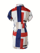 Load image into Gallery viewer, Womens Dresses Multicolor Floral Print Mondrian Dresses - Shop &amp; Buy
