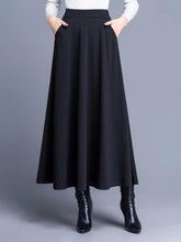 Load image into Gallery viewer, Womens Elegant Skirt, Plus Size Solid High Waist A-line Maxi Skirt With Pockets - Shop &amp; Buy
