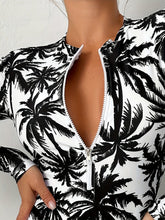 Load image into Gallery viewer, Womens Fashion Palm Print One-Piece Swimsuit - Stylish Casual Style with Front Zipper &amp; Long Sleeves - Shop &amp; Buy
