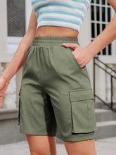 Load image into Gallery viewer, Womens Fashionable Cargo Shorts with Stretch Waistband - Solid Pockets, Straight Cut, Perfect for Spring &amp; Summer - Shop &amp; Buy
