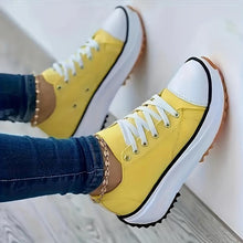 Load image into Gallery viewer, Womens Fashionable Solid Color Canvas Sneakers - Pillow-Soft Platform, Lace-Up Comfort Trainers - Shop &amp; Buy
