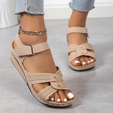 Load image into Gallery viewer, Womens Fashionable Solid Color Wedge Sandals - Adjustable Ankle Buckle, Comfortable Soft Sole, Durable Platform Heels - Perfect for Casual Summer Beach Wear - Shop &amp; Buy
