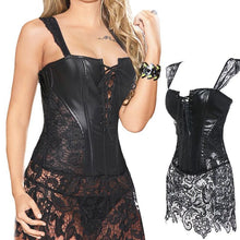 Load image into Gallery viewer, Womens Faux Leather Corset Steampunk Sexy Overbust Plus Size Burlesque Corset Dress Lingerie Bustier - Shop &amp; Buy
