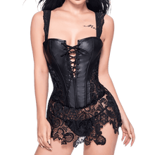 Load image into Gallery viewer, Womens Faux Leather Corset Steampunk Sexy Overbust Plus Size Burlesque Corset Dress Lingerie Bustier - Shop &amp; Buy