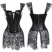 Load image into Gallery viewer, Womens Faux Leather Corset Steampunk Sexy Overbust Plus Size Burlesque Corset Dress Lingerie Bustier - Shop &amp; Buy