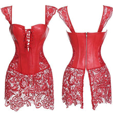 Load image into Gallery viewer, Womens Faux Leather Corset Steampunk Sexy Overbust Plus Size Burlesque Corset Dress Lingerie Bustier - Shop &amp; Buy
