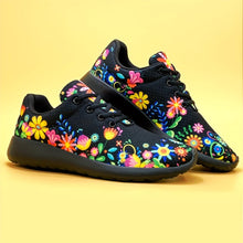 Load image into Gallery viewer, Womens Floral Print Decor Sneakers, Lightweight Low Top Lace Up Shoes, Womens Fashion Outdoor Shoes - Shop &amp; Buy
