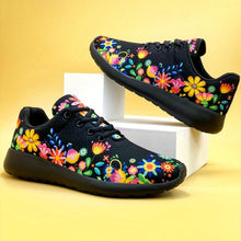 Load image into Gallery viewer, Womens Floral Print Decor Sneakers, Lightweight Low Top Lace Up Shoes, Womens Fashion Outdoor Shoes - Shop &amp; Buy

