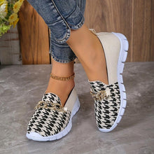 Load image into Gallery viewer, Womens Houndstooth Sock Shoes, Chain Decor Knitted Low Top Slip On Sneakers, Casual Breathable Walking Shoes - Shop &amp; Buy
