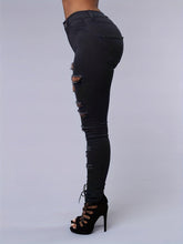 Load image into Gallery viewer, Womens Ripped Distressed Jeans - Ultra-Stretch High Waist - Zipper Button Closure - Shop &amp; Buy
