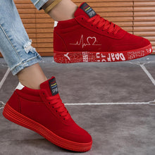 Load image into Gallery viewer, Womens Solid Color Casual Sneakers, Heart Print Soft Sole Platform Skate Shoes, Valentine&#39;s Day Low-top Shoes - Shop &amp; Buy
