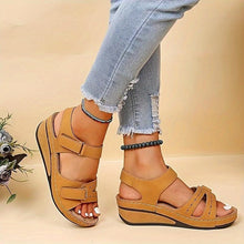 Load image into Gallery viewer, Womens Solid Color Platform Sandals - Stylish Ankle Buckle, Ultra-Comfortable Soft Sole, Non-slip Wedge Heel - Perfect for Summer Casual Wear - Shop &amp; Buy
