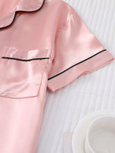 Load image into Gallery viewer, Womens Solid Satin Pajamas Set - Luxurious Short Sleeve Button Top &amp; Bow Shorts - Soft Sleepwear &amp; Loungewear - Shop &amp; Buy
